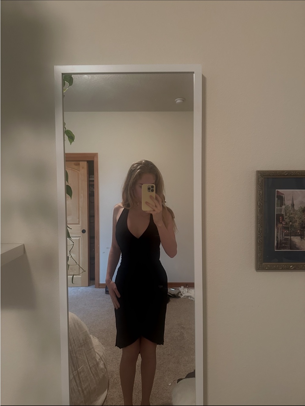 Y2K Black V-Neck Women's Dress